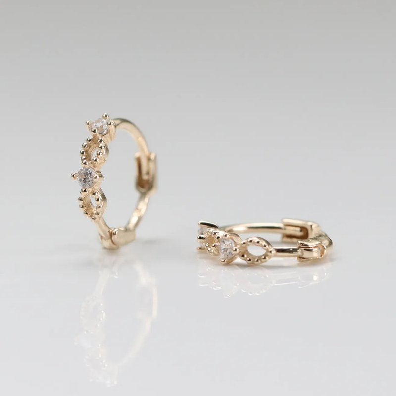 14K Vintage Basket Hollow Drill Small Earrings (Single) (Inner Diameter 6 mm) - ต่างหู - เครื่องประดับ สีทอง