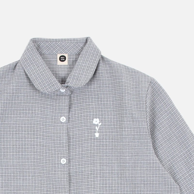 Iron window plaid shirt - gray - Women's Shirts - Polyester Gray