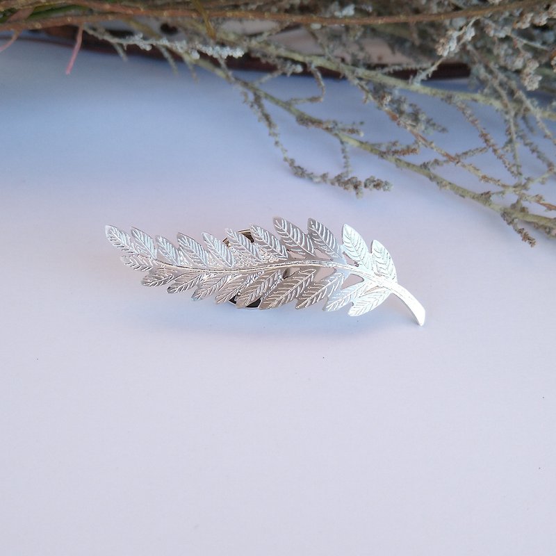 Silver 950 lace leaf pin badge - Brooches - Silver Silver