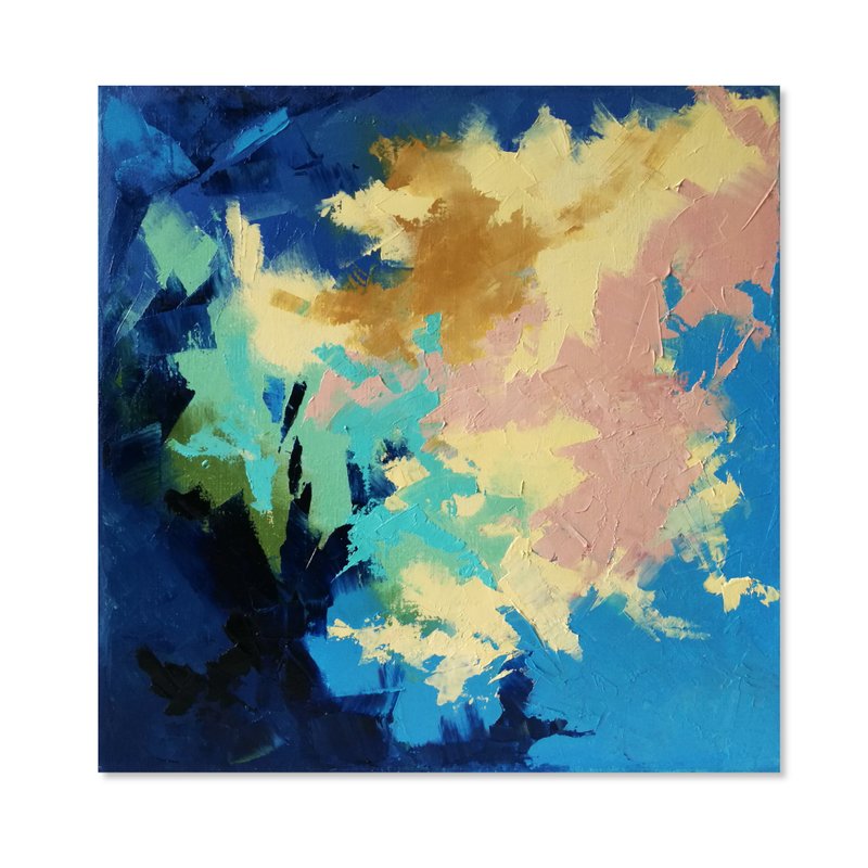 Blue Abstract Painting Modern Wall art Blue Wall decor  原畫 - 壁貼/牆壁裝飾 - 其他材質 
