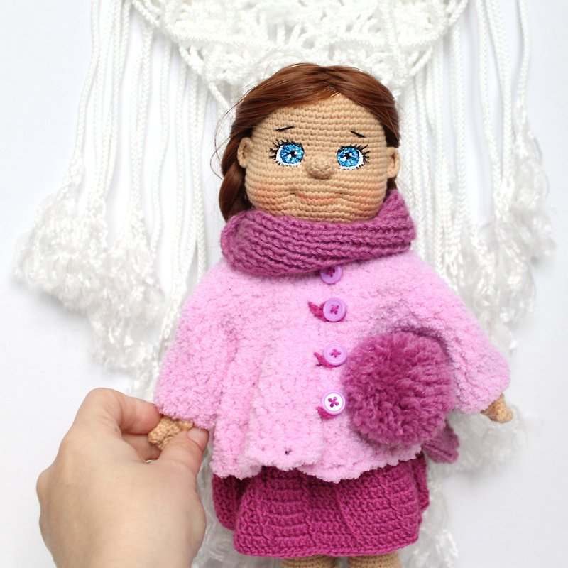 Handmade soft doll in removable clothes Personalized stuffed doll Gift for girl - 玩偶/公仔 - 其他材質 紫色
