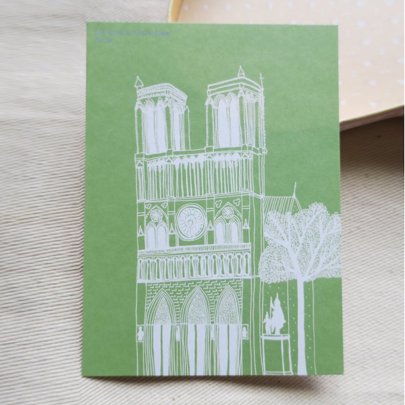 旅行風景フランス-ノートルダム大聖堂/イラストはがき