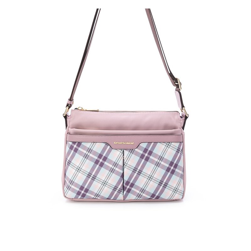 【金安德森】UNIQUE經典格紋 斜側包-薰光粉 - 手提包/手提袋 - 尼龍 粉紅色