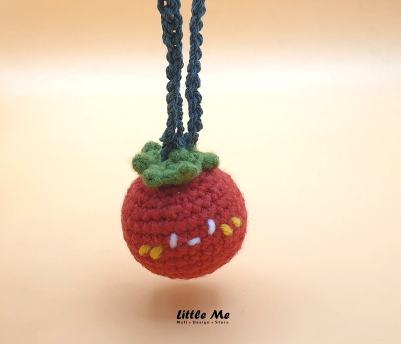 Happy vegetable: Miss tomato bag charm/ keychain, Crochet handicraft - ที่ห้อยกุญแจ - ผ้าฝ้าย/ผ้าลินิน สีแดง