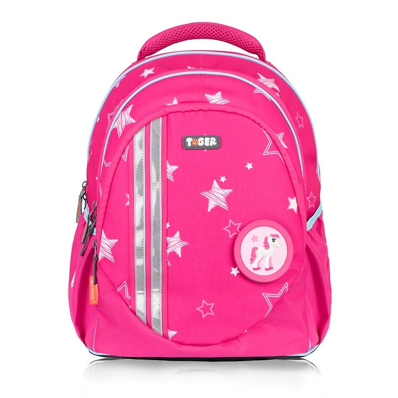 TigerFamily小精靈超輕量護脊書包+文具袋-粉紅星星 - 背囊/背包 - 防水材質 粉紅色