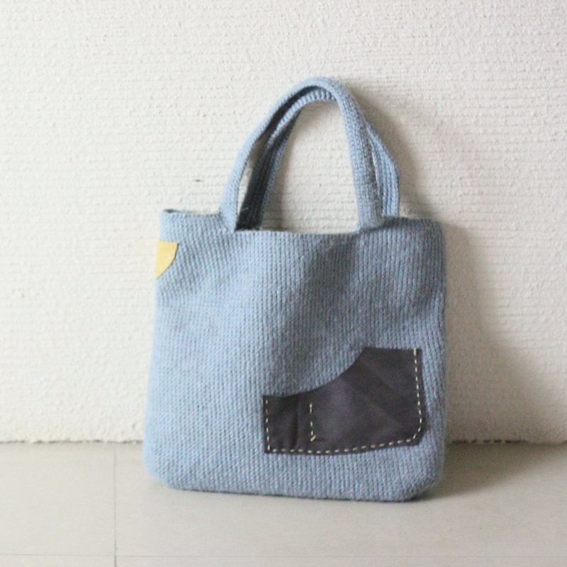 Patch gray bag / gray hemp rope braid / - Handbags & Totes - Cotton & Hemp 