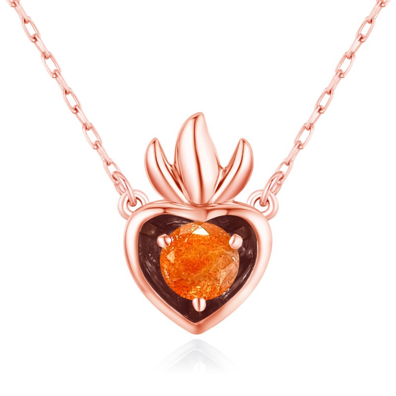 Oregon sunstone necklace pendant-Sacred heart necklace-Charm layering necklace - สร้อยคอ - เครื่องประดับ สีส้ม