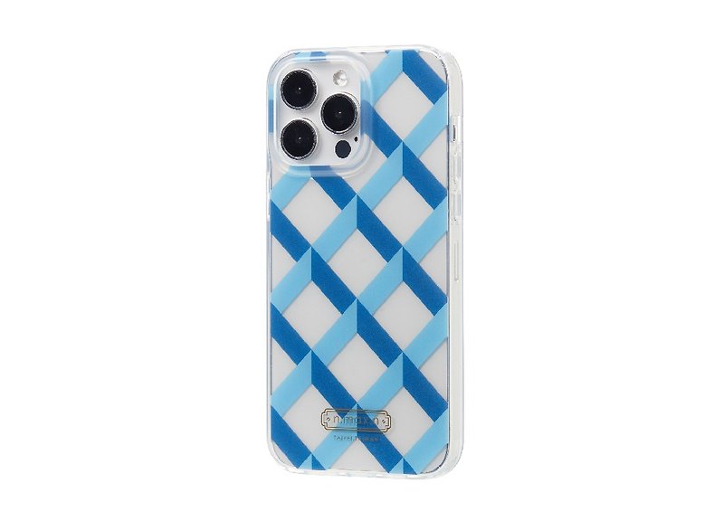 iPhone14 Pro Max 透明殼-經典藍菱格紋 - 手機殼/手機套 - 其他材質 
