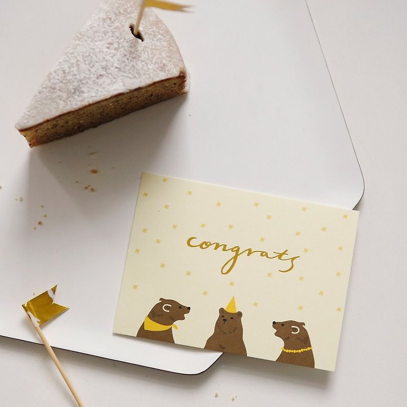 Dailylike-Message Card Ver.3- 03 Grizzly bear (congrats),E2D40587 - Cards & Postcards - Paper Yellow