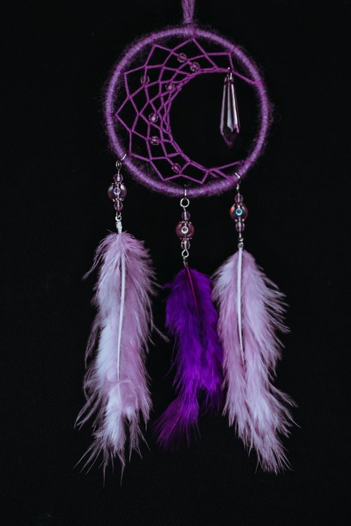 Mr.SkullyPop 純手工捕夢網 Handmade Dreamcatcher-【月亮-葡萄】