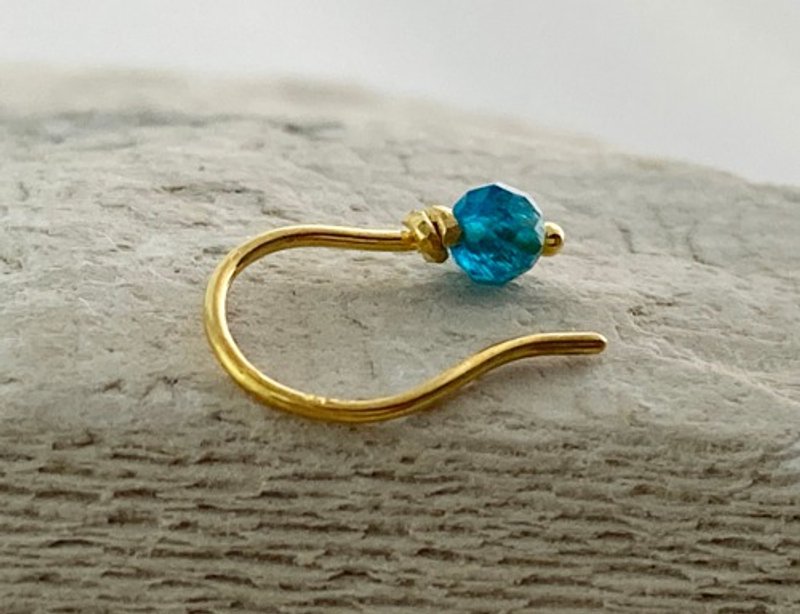 K２４純金 アパタイト フック クリップピアス - 耳環/耳夾/耳骨夾 - 寶石 