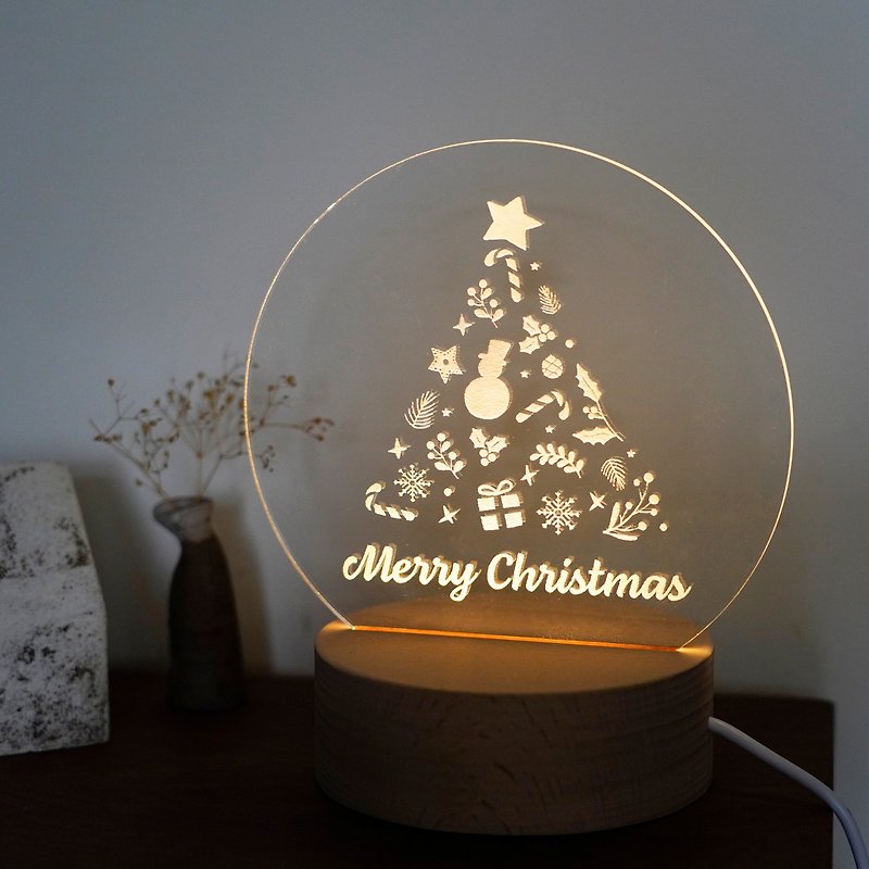 【クリスマスナイトライト】サンタクロース指定・文字カスタマイズ・組版確認可能・翌日発送 - 照明・ランプ - 木製 