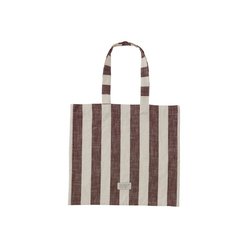 OYOY Tote 托特純棉手提袋 / 條紋棕 - 手提包/手提袋 - 棉．麻 