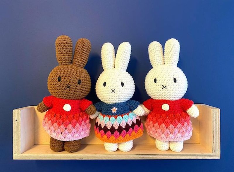 荷蘭進口Miffy【彩虹系列】正版授權手工純棉鉤針米非米飛兔 - 公仔/玩偶 - 棉．麻 紅色