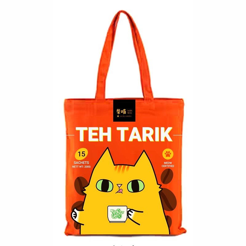 咖啡系列貓咪托特包帆布袋 - 側背包/斜背包 - 其他材質 多色