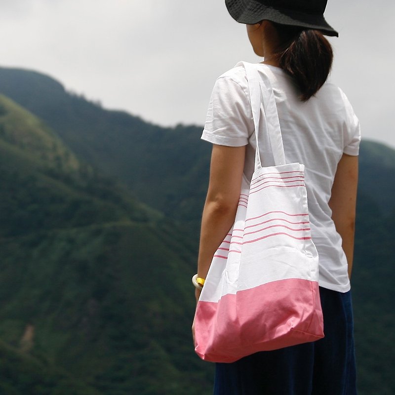 蘑菇MOGU/棉布袋/環保袋/明明 - 側背包/斜孭袋 - 棉．麻 粉紅色