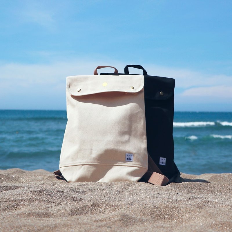 Backpack Canvas Bag | Canvas Sunshine Backpack | Little Days x Guangfu - กระเป๋าเป้สะพายหลัง - วัสดุอื่นๆ ขาว