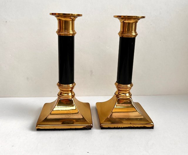 Vintage French Brass Candlesticks (Set of 2)