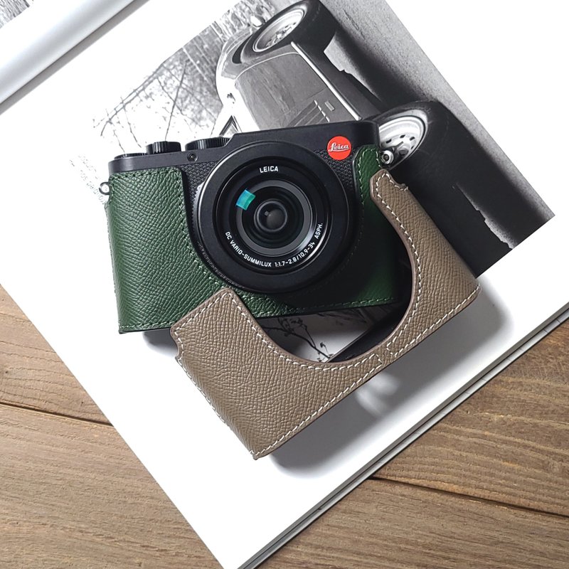 適用機型Leica D-Lux8 手掌紋皮革相機底座皮套 - 相機包/相機袋 - 真皮 多色