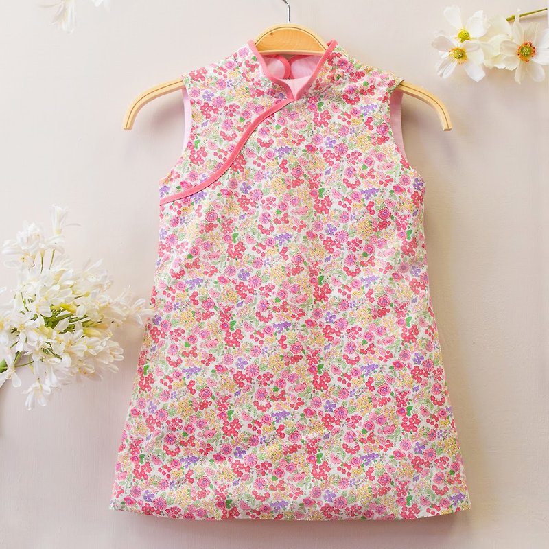 Girl Cheongsam Soft Cotton Qipao Traditional Chinese Dress - Skirts - Cotton & Hemp Pink