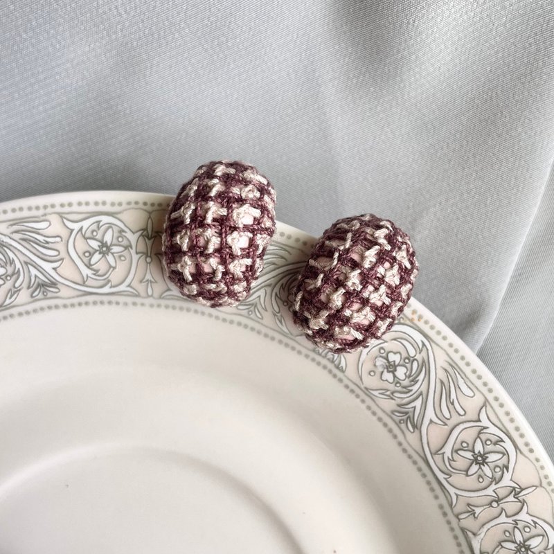 Earrings • Classic Plaid Earrings • Cocoa - Earrings & Clip-ons - Cotton & Hemp Brown