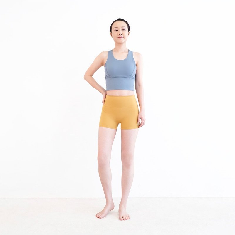 【Mukasa】FITNESS 運動提臀二分短褲 - 芥末黃 - MUK-23965 - 瑜珈服/瑜珈褲 - 其他材質 黃色