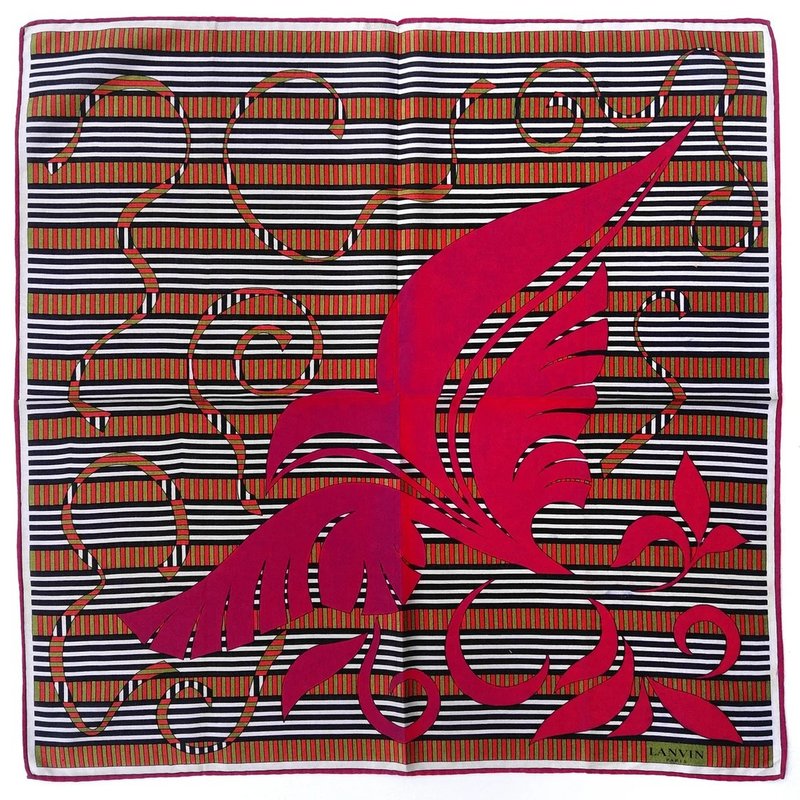 Lanvin Paris Vintage Handkerchief Women Handkerchief Gift - 手帕 - 棉．麻 橘色