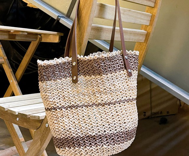 日本ワイヤー限定品】編み込み中空バケットバッグ ストロー