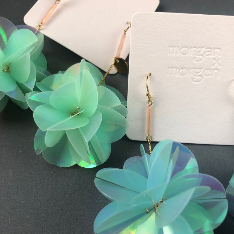 Hydrangea-large - Earrings & Clip-ons - Plastic Green