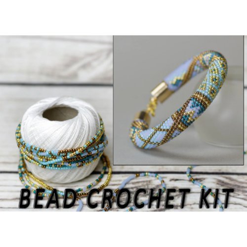Jewelry making kit, Bead crochet kit, DIY for adults, Bead
