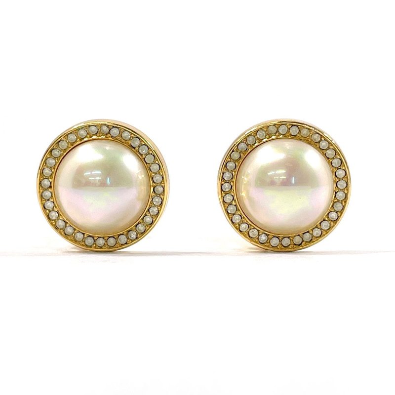 【日本直送 中古美品】クリスチャンディオール Christian Dior イヤリング ヴィンテージ メタル/フェイクパール/ラインストーン ゴールド - 耳環/耳夾/耳骨夾 - 貴金屬 金色