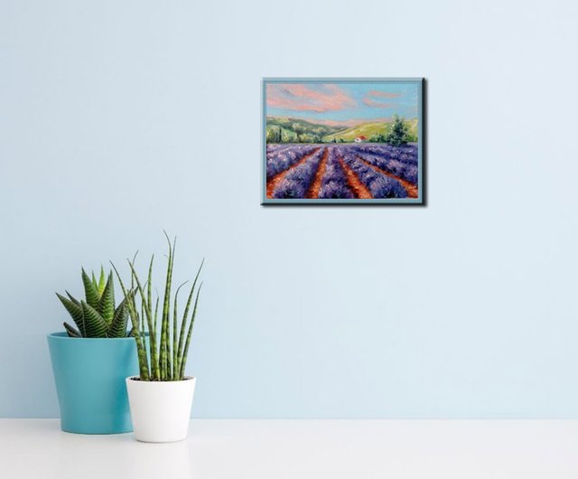ラベンダー油絵オリジナルアート手作り絵画風景画プロヴァンス