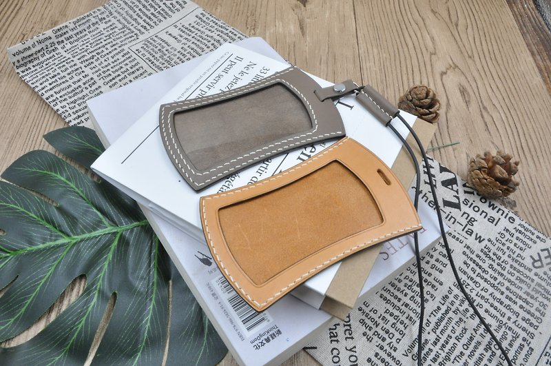 Curved identification card cover ∣ Italian Buttero top vegetable tanned leather ∣ hand-sewn - ที่ใส่บัตรคล้องคอ - หนังแท้ 