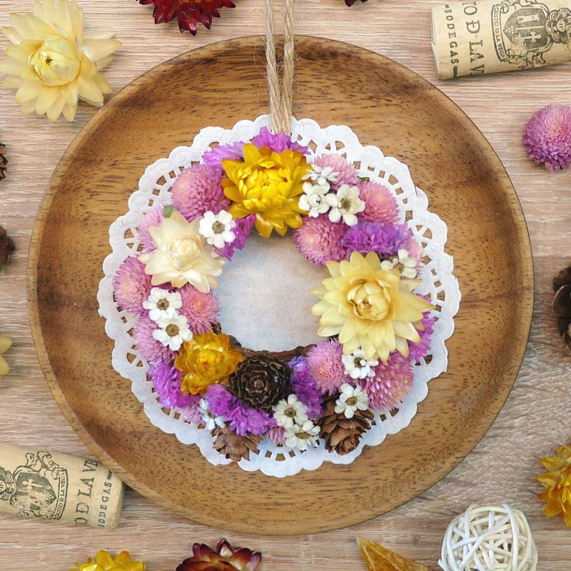 Dessert Party - straw, dried fruit mini daisy wreath stars - ตกแต่งต้นไม้ - พืช/ดอกไม้ หลากหลายสี