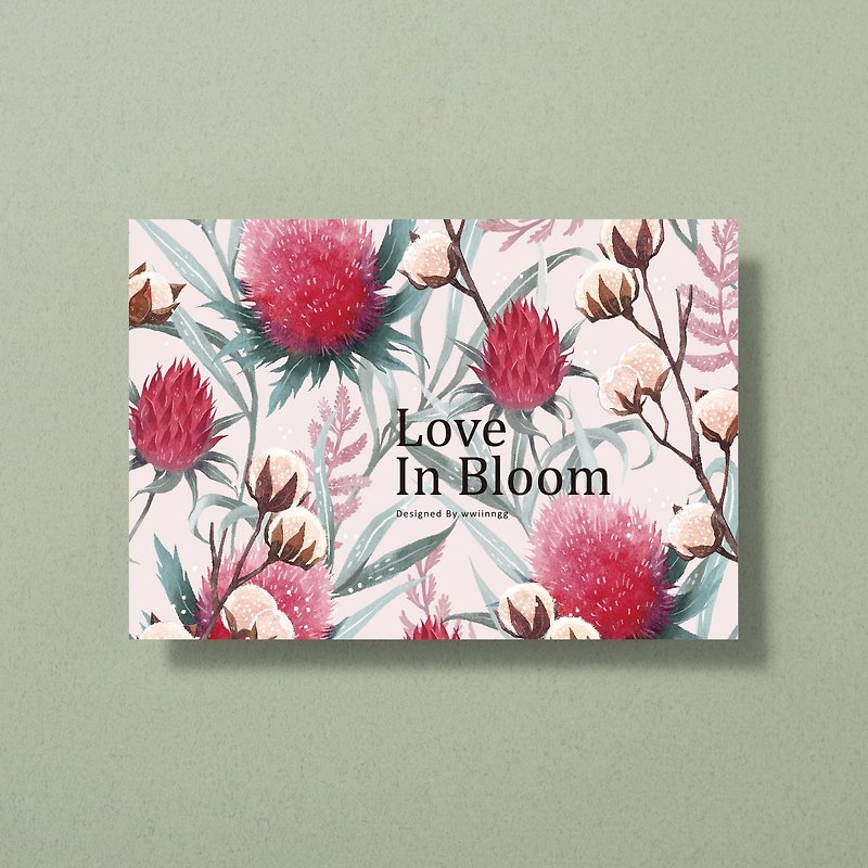 插畫明信片-Love in bloom - 心意卡/卡片 - 紙 粉紅色