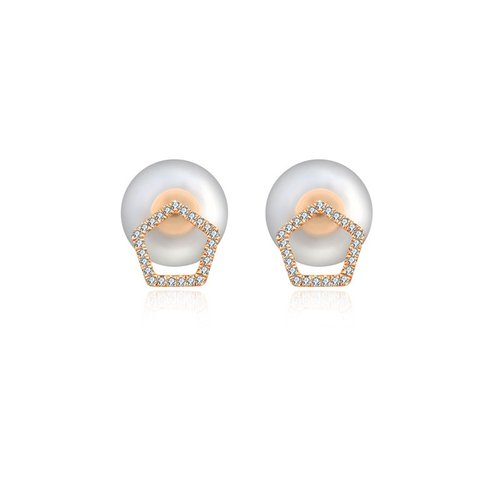 Genevieve Collection 18k中空五角形鑽石耳環