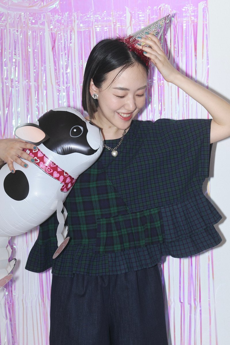 不規則綠格拼接短上衣 - 女上衣/長袖上衣 - 棉．麻 綠色
