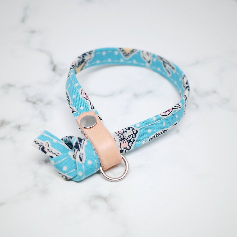Cat collars, Light green blue alice bow_CCT090438 - Collars & Leashes - Genuine Leather 