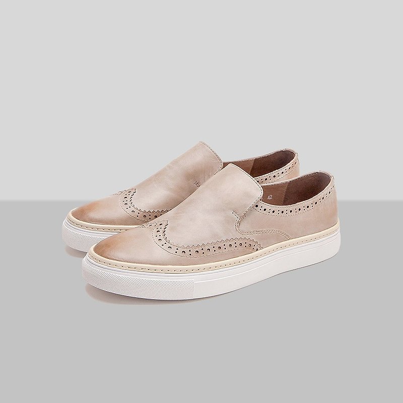 Vanger Trendy Carved Loafers - Va247 Powder Mist - Men's Oxford Shoes - Genuine Leather Gray