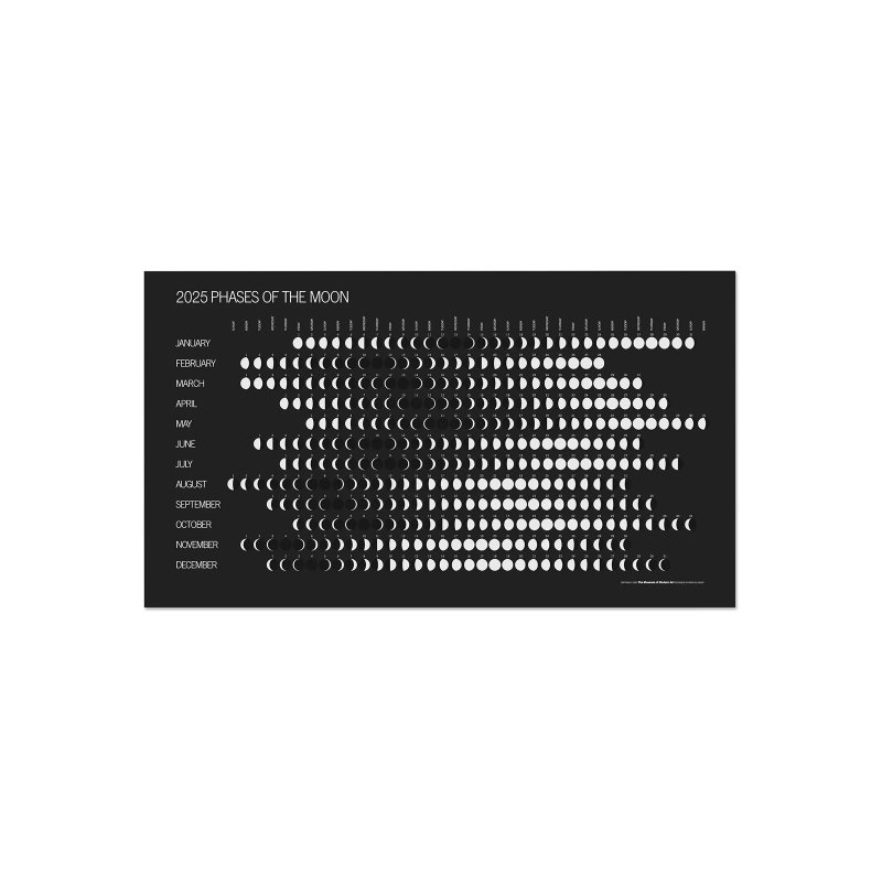 美國 MoMA 2025新款月相掛歷 全年一張紙 小眾裝飾掛牆創意日歷 - 海報/掛畫/掛布 - 紙 黑色