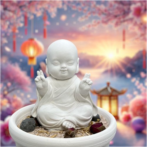 氣度-小蒔光 精油香氛/療癒系公仔/心靈夜燈 快速出貨 開運套組 精油香氛擴香 淨念吉祥小佛之一笑中盤套組