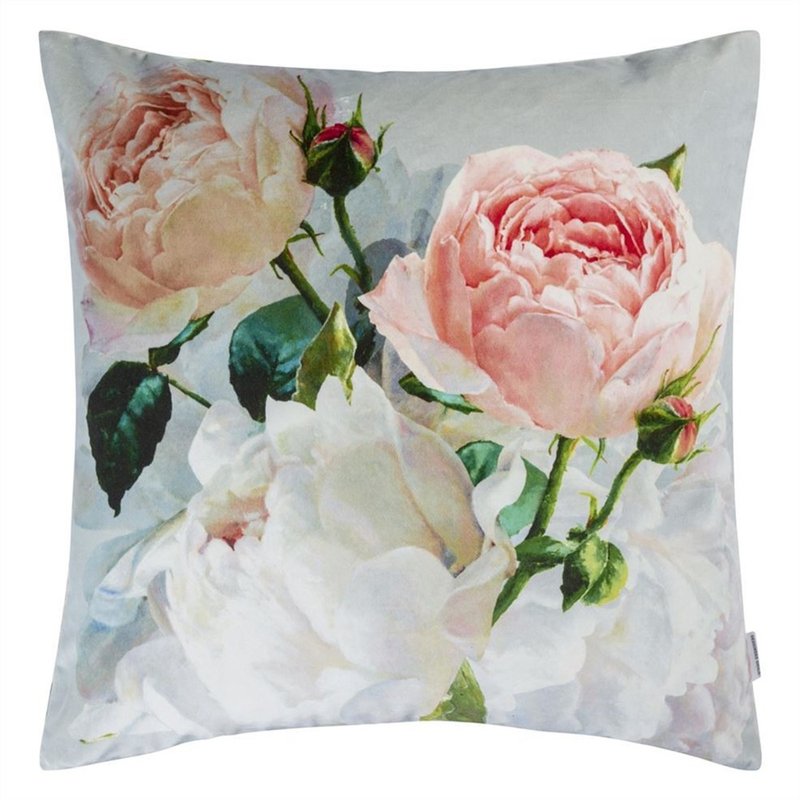 英國抱枕/靠枕 Peonia Grande Zinc - 55x55cm - 枕頭/抱枕 - 棉．麻 灰色