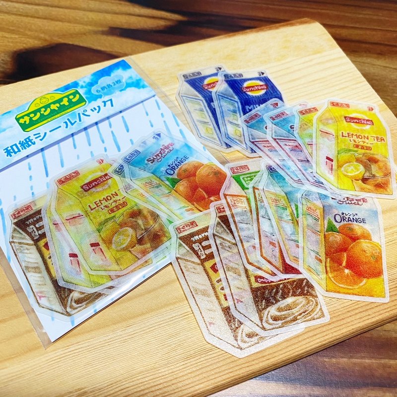 Akane-Original Supermarket Series Boxed Drinks and Paper Sticker Pack - Stickers - Paper 