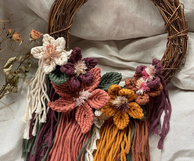 マクラメ編み花蔓サークル - ショップ theringart 置物 - Pinkoi