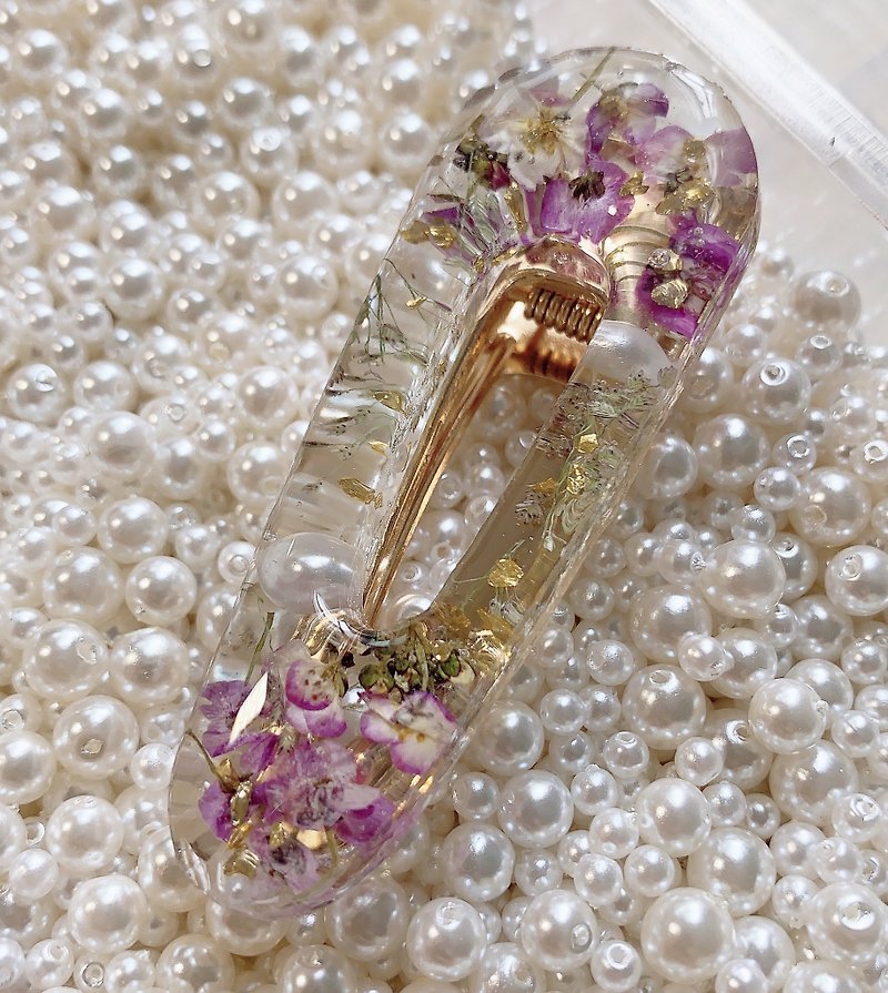Handmade Dried Flower Hair Clip - Hair Accessories - Other Materials Purple