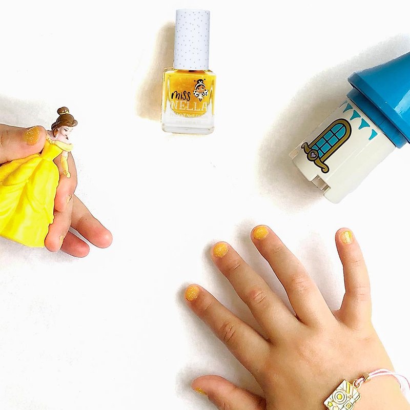 UK【Miss Nella】Kids Water-Based Safe Nail Polish - Sequin Honey Yellow (MN17) - ยาทาเล็บ - วัสดุอื่นๆ 