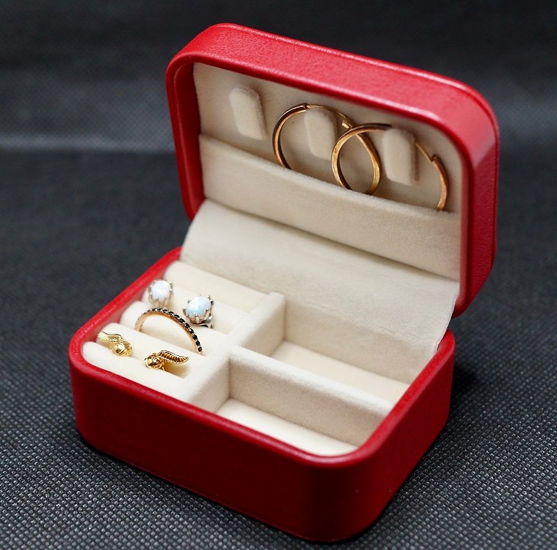 Chic Mini Travel Jewelry Box - 其他 - 人造皮革 紅色