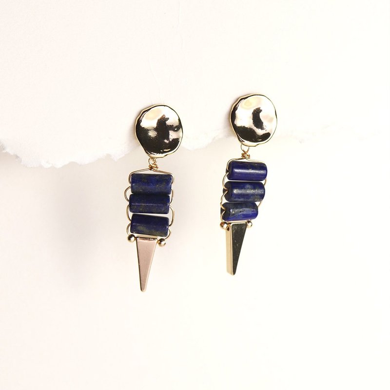 Geometric neat Egyptian lapis lazuli earrings - Earrings & Clip-ons - Semi-Precious Stones Blue