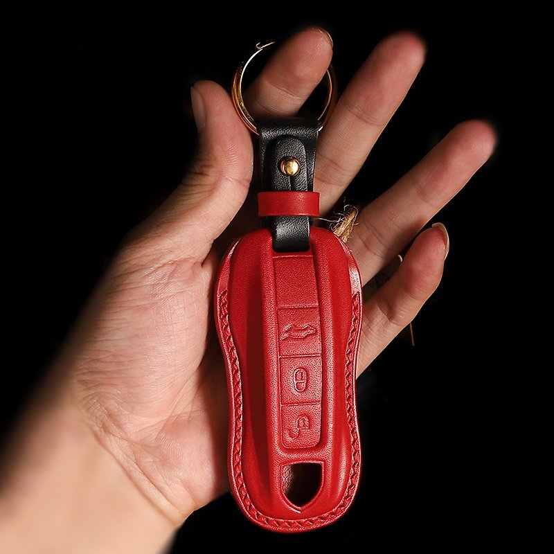 [Crazy craftsman customized version] All handmade gift leather car key case For Porsche - ที่ห้อยกุญแจ - หนังแท้ 