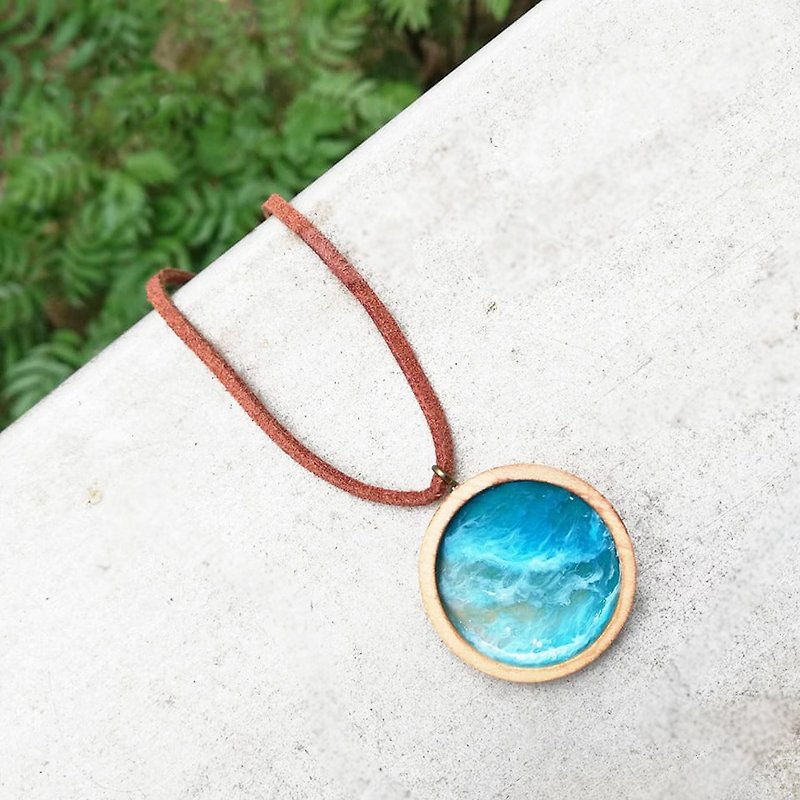 Hand-painted marine small painting series - Classic Series - Art Piece No. L02 - Necklaces - Polyester Blue